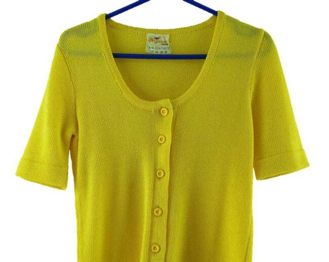 Close-up-of-front-Yellow-Knit-70s-Top-Womens