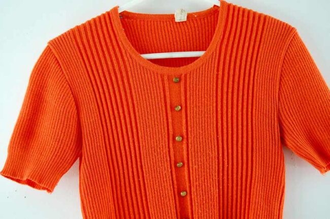 Front close up photo of Orange 70s Top Womens