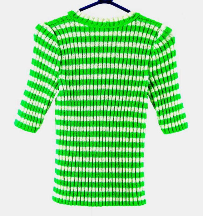 Reverse side of Green And White Striped 70s Top Womens