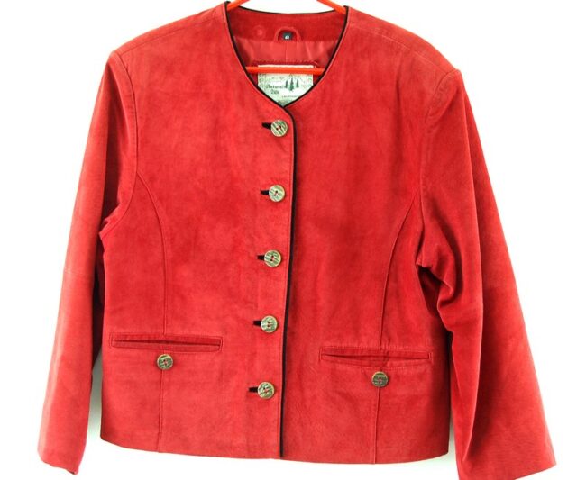 Tyrolean Red 80s Cropped Suede Jacket