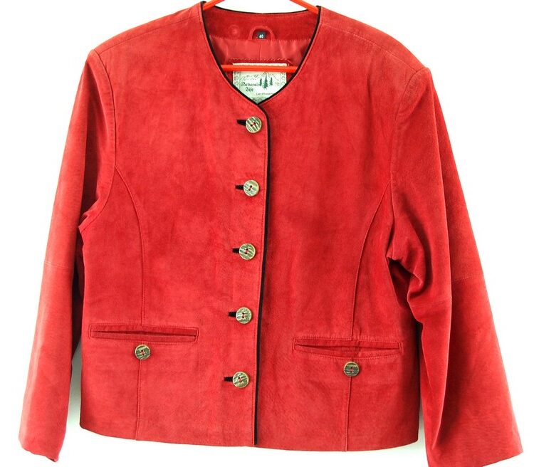 Tyrolean Red 80s Cropped Suede Jacket