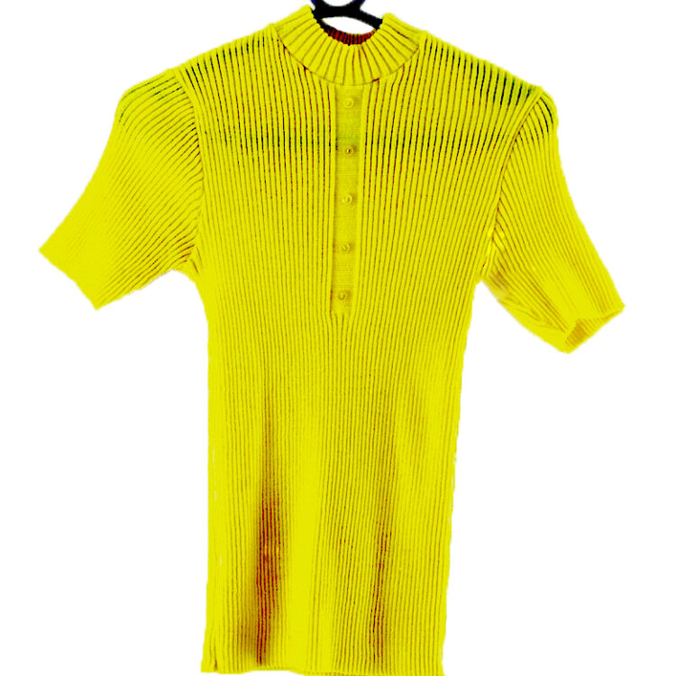 Yellow Ribbed 70s Top Womens - UK Size 8