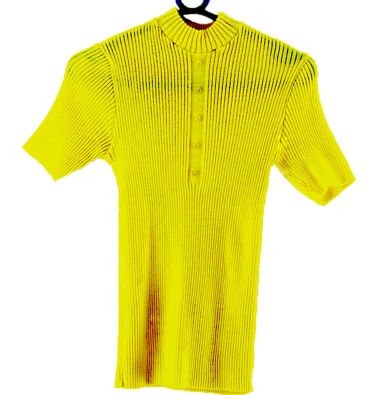 Yellow Ribbed 70s Top Womens