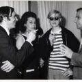 Andy Warhol and friends. From left to right: Bob Stanley, Ultra Violet, Andy Warhol, Paul Bianchini. 6 May 1965