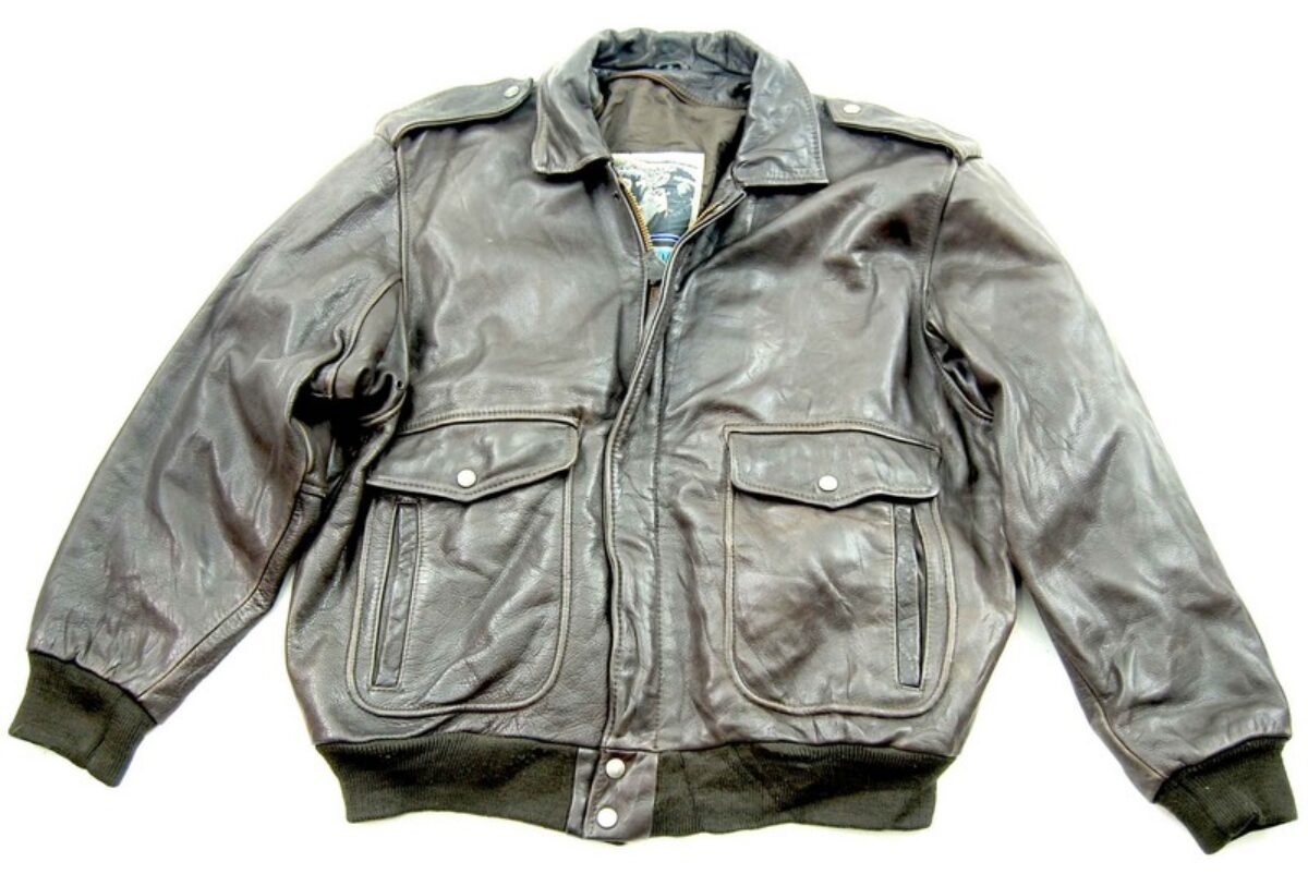 Brown Vintage Leather Bomber Jacket - A2 Style - L
