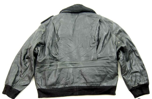 Reverse side of Black Vintage Leather Bomber Jacket