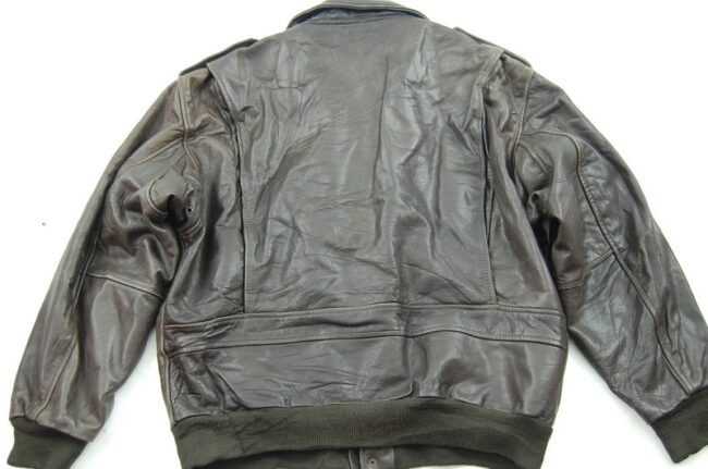 Reverse side of Brown Vintage Leather Bomber Jacket