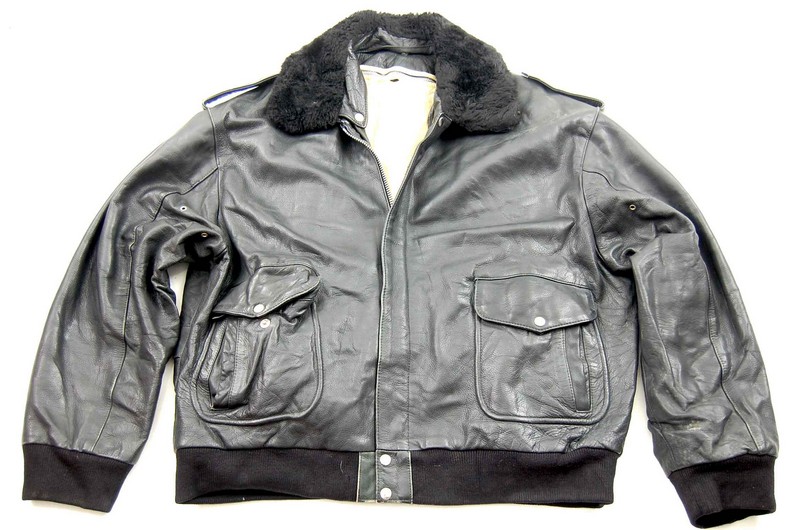 Black Vintage Leather Bomber Jacket