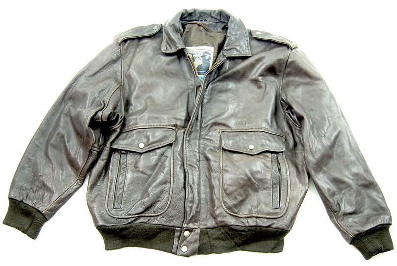 Brown Vintage Leather Bomber Jacket