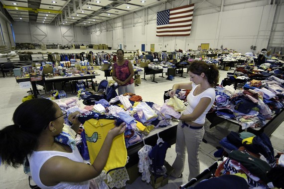 Are clothes recyclable - US Navy 050907-N-5328N-083 Volunteers sort through baby clothes at the Hurricane Katrina Evacuee Supply Depot, 2005 Are clothes recyclable - US Navy 050907-N-5328N-083 Volunteers sort through baby clothes at the Hurricane Katrina Evacuee Supply Depot, 2005