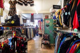 online thrift store UK clothes Blue17 vintage clothing store interior photo