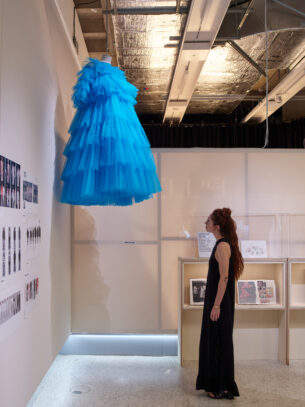 Mannequins with clothes. REBEL 30 Years of London Fashion. Photo with Design Museum permission, Andy Stagg.