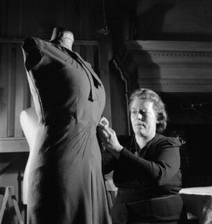 What Are The Best Websites To Buy British Designer Vintage Clothing - Seamstress In the workrooms of the fashion designer Norman Hartnell in London, 1944