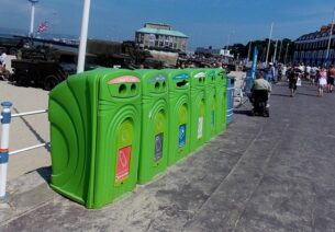 recycle clothing bins near me - Green recycling bins on The Esplanade, Weymouth