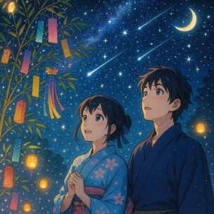 Tanabata Star Festival July. cloth recycling bins locations. Image G Jones.